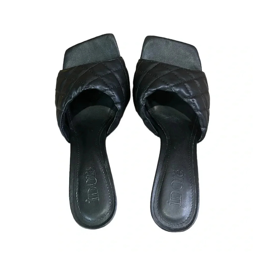 Idore Quilted Square Toe Stiletto Heel Black Size 9 - Picture 4 of 10